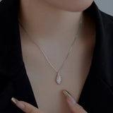 925 Sterling Silver Leaf Gemstone Diamond Necklace Chain Fine Jewelry