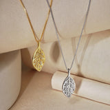 925 Sterling Silver Leaf Gemstone Diamond Necklace Chain Fine Jewelry