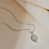 925 Sterling Silver Leaf Gemstone Diamond Necklace Chain Fine Jewelry