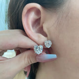 925 Silver Heart Pink Sapphire Diamond Ear Studs