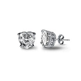 925 Silver Heart Pink Sapphire Diamond Ear Studs