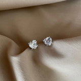 925 Silver Heart Pink Sapphire Diamond Ear Studs