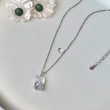 925 Silver 5ct Rectangle Pendant Moissanite Fine Necklace