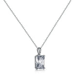 925 Silver 5ct Rectangle Pendant Moissanite Fine Necklace