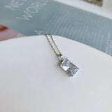 925 Silver 5ct Rectangle Pendant Moissanite Fine Necklace