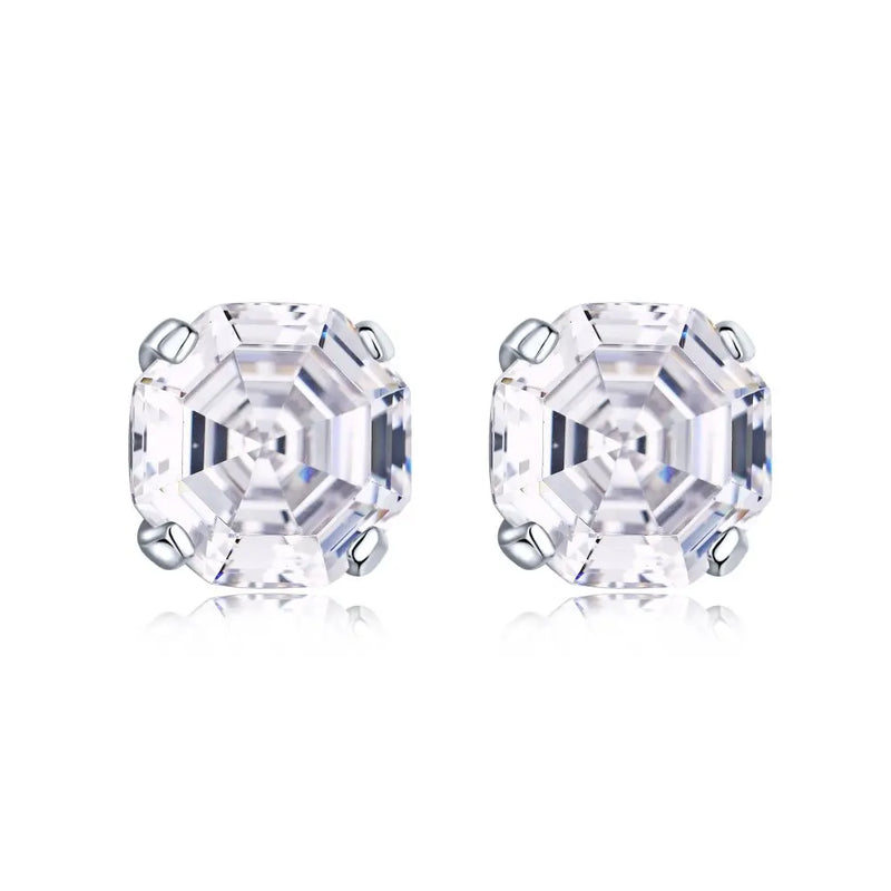 925 Silver 4CT High Carbon Diamond Party Ear Studs Earrings