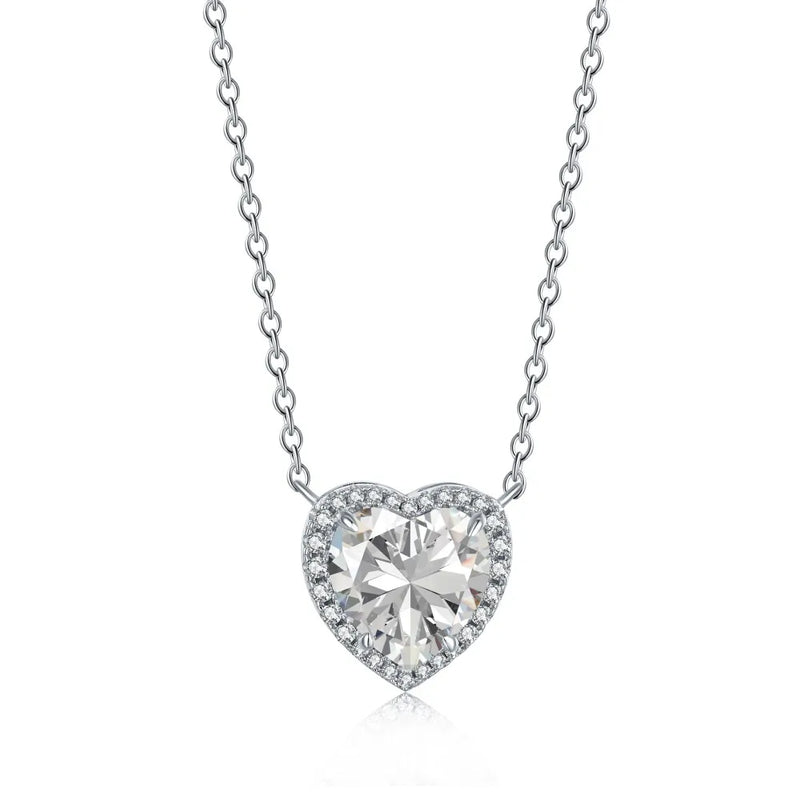 925 Silver Heart Citrine Moissanite Pendant Necklace for Women