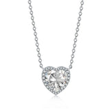 925 Silver Heart Citrine Moissanite Pendant Necklace for Women