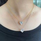 925 Silver Heart Pink Yellow Created Moissanite Necklace