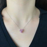 925 Silver Heart Pink Yellow Created Moissanite Necklace