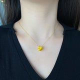 925 Silver Heart Pink Yellow Created Moissanite Necklace