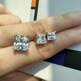 925 Silver Princess Cut 2ct Diamonds Gemstone Stud Earrings