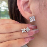925 Silver Princess Cut 2ct Diamonds Gemstone Stud Earrings