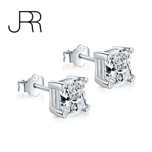 925 Silver Princess Cut 2ct Diamonds Gemstone Stud Earrings