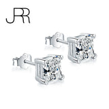 925 Silver Princess Cut 2ct Diamonds Gemstone Stud Earrings