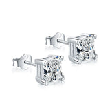 925 Silver Princess Cut 2ct Diamonds Gemstone Stud Earrings