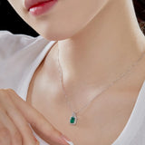 Baguette Necklace S925 Sterling Silver Sapphire Pendant