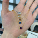 925 Silver Sapphire Pink Gemstone Pendant Necklace for Women Girls