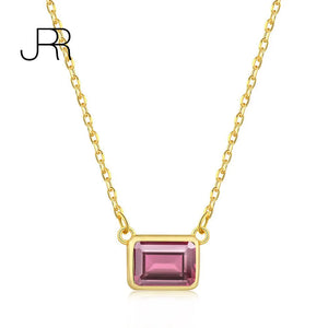 925 Silver Sapphire Pink Gemstone Pendant Necklace for Women Girls
