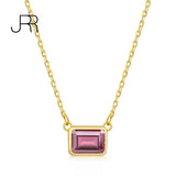 925 Silver Sapphire Pink Gemstone Pendant Necklace for Women Girls