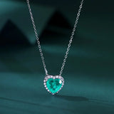 925 Silver Heart Paraiba Tourmaline Pendant Necklace
