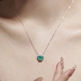 925 Silver Heart Paraiba Tourmaline Pendant Necklace