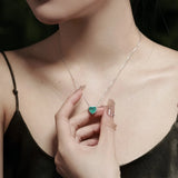 925 Silver Heart Paraiba Tourmaline Pendant Necklace