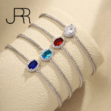 925 Silver 1.5CT Oval Birthday Stone Gemstone Bracelet