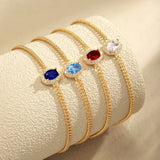 925 Silver 1.5CT Oval Birthday Stone Gemstone Bracelet