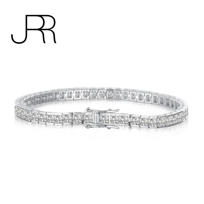 Hip Hop 925 Silver Zirconia Gemstone Tennis Bracelet 18K