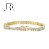 Hip Hop 925 Silver Zirconia Gemstone Tennis Bracelet 18K
