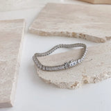 Hip Hop 925 Silver Zirconia Gemstone Tennis Bracelet 18K