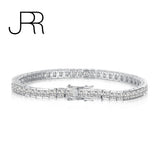 Hip Hop 925 Silver Zirconia Gemstone Tennis Bracelet 18K