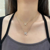 925 Silver Butterfly Necklace with Diamonds Gemstone