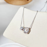 925 Silver Shell Pearl Pendant Necklace Zirconia Choker for Women Girls