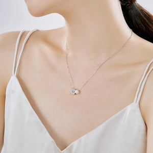 925 Silver Shell Pearl Pendant Necklace Zirconia Choker for Women Girls