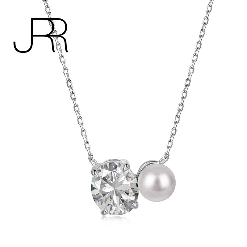925 Silver Shell Pearl Pendant Necklace Zirconia Choker for Women Girls