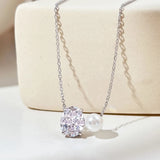 925 Silver Shell Pearl Pendant Necklace Zirconia Choker for Women Girls
