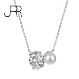 925 Silver Shell Pearl Pendant Necklace Zirconia Choker for Women Girls