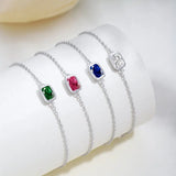 925 Silver Sapphire Emerald Simulate Gemstone Bracelet Birthday Gift