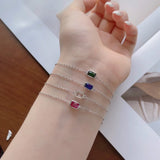 925 Silver Sapphire Emerald Simulate Gemstone Bracelet Birthday Gift