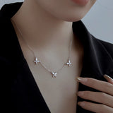 925 Silver Butterfly Diamond Necklace Women's Clavicle Chain Jewelry