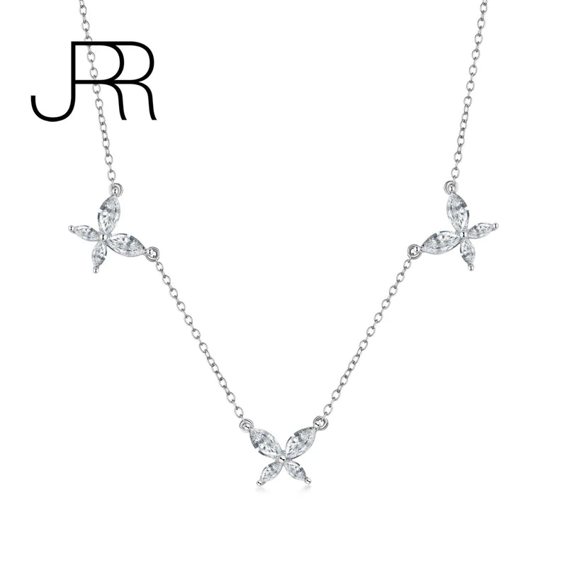 925 Silver Butterfly Diamond Necklace Women's Clavicle Chain Jewelry