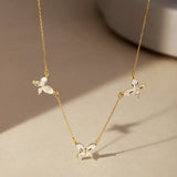 925 Silver Butterfly Diamond Necklace Women's Clavicle Chain Jewelry