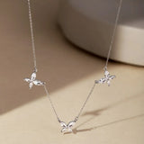 925 Silver Butterfly Diamond Necklace Women's Clavicle Chain Jewelry