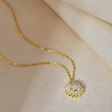 925 Silver Sunflower Rotating Pendant Necklace Birthday Jewelry