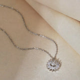 925 Silver Sunflower Rotating Pendant Necklace Birthday Jewelry