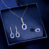 925 Silver Sapphire Pendant Necklace Women's Fine Jewelry Gift