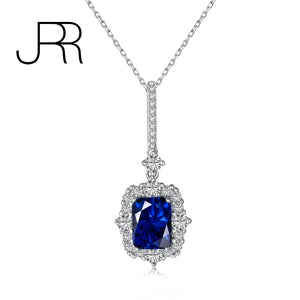 925 Silver Sapphire Pendant Necklace Women's Fine Jewelry Gift