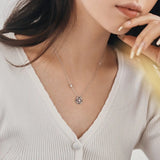 925 Sterling Silver Red Enamel Flower Pendant Diamond Necklace Birthday Party